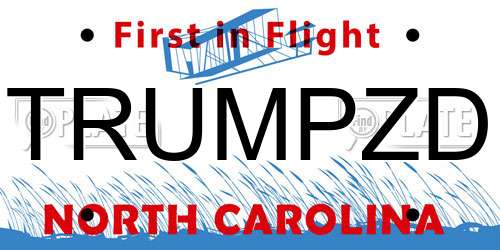 TRUMPZD North Carolina License Plate