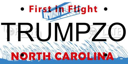 TRUMPZO North Carolina License Plate