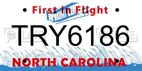 TRY6186 North Carolina License Plate