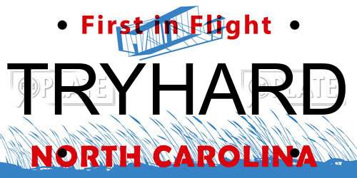 TRYHARD North Carolina License Plate