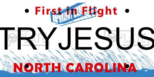 TRYJESUS North Carolina License Plate