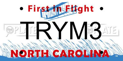 TRYM3 North Carolina License Plate