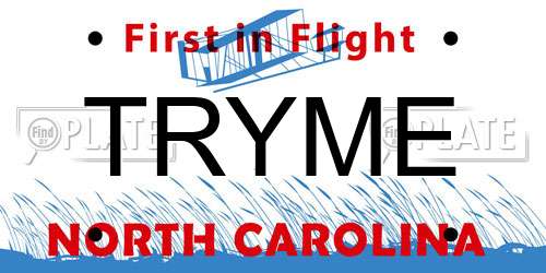 TRYME North Carolina License Plate