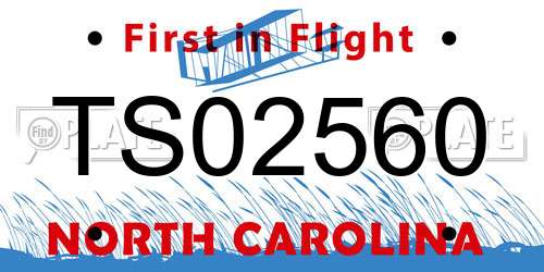 TS02560 North Carolina License Plate