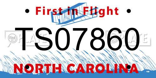 TS07860 North Carolina License Plate