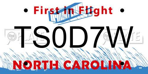 TS0D7W North Carolina License Plate