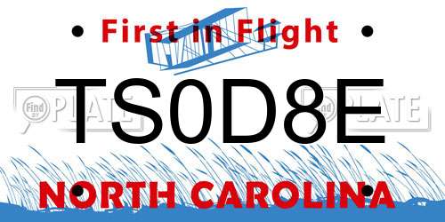 TS0D8E North Carolina License Plate
