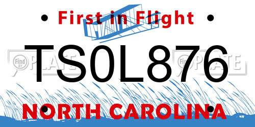 TS0L876 North Carolina License Plate