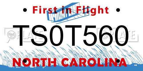TS0T560 North Carolina License Plate