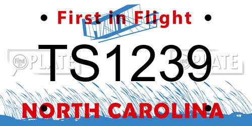 TS1239 North Carolina License Plate