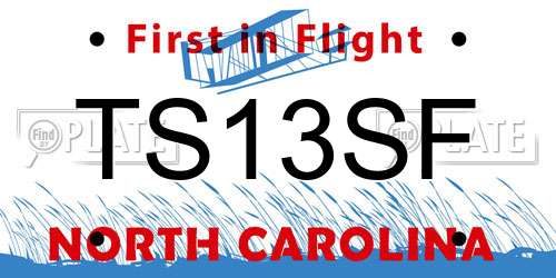 TS13SF North Carolina License Plate