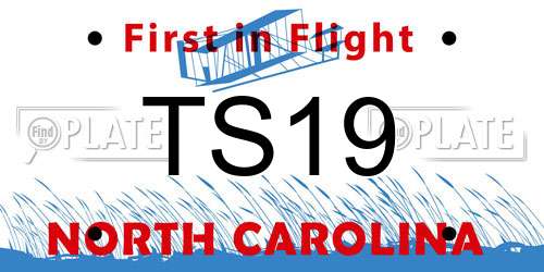 TS19 North Carolina License Plate