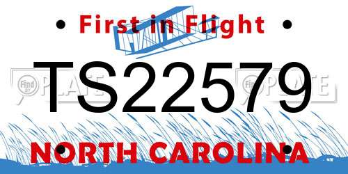 TS22579 North Carolina License Plate