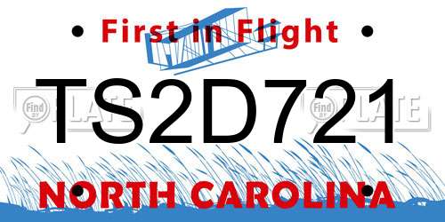 TS2D721 North Carolina License Plate