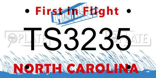 TS3235 North Carolina License Plate