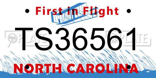 TS36561 North Carolina License Plate