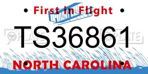 TS36861 North Carolina License Plate