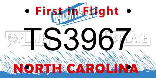 TS3967 North Carolina License Plate