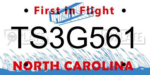 TS3G561 North Carolina License Plate