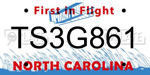 TS3G861 North Carolina License Plate