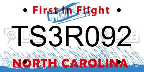 TS3R092 North Carolina License Plate