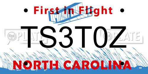 TS3T0Z North Carolina License Plate