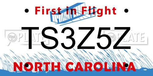 TS3Z5Z North Carolina License Plate