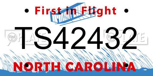 TS42432 North Carolina License Plate