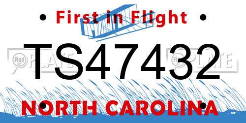 TS47432 North Carolina License Plate