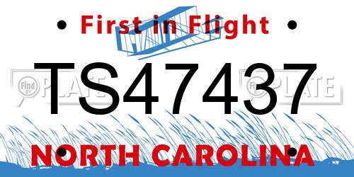 TS47437 North Carolina License Plate
