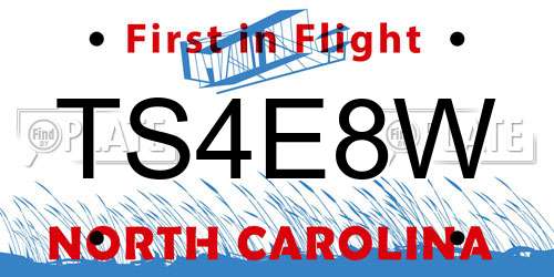 TS4E8W North Carolina License Plate