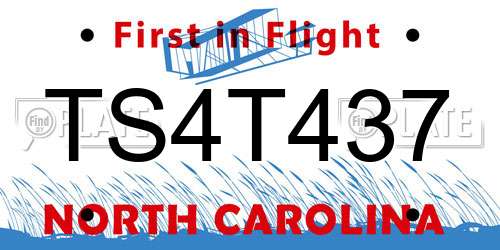 TS4T437 North Carolina License Plate