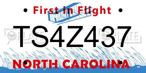 TS4Z437 North Carolina License Plate