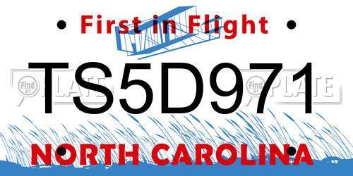 TS5D971 North Carolina License Plate