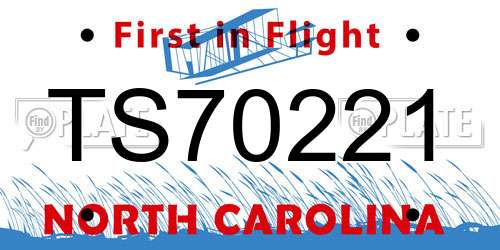 TS70221 North Carolina License Plate
