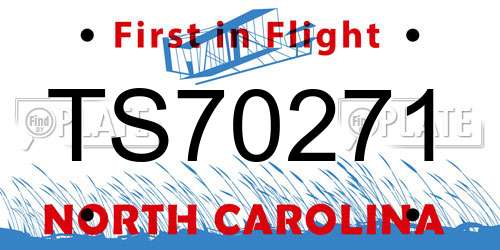 TS70271 North Carolina License Plate