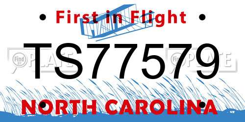 TS77579 North Carolina License Plate