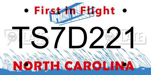 TS7D221 North Carolina License Plate