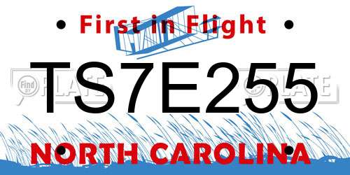 TS7E255 North Carolina License Plate