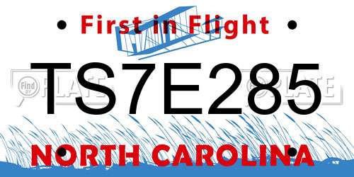 TS7E285 North Carolina License Plate