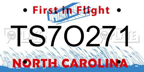 TS7O271 North Carolina License Plate