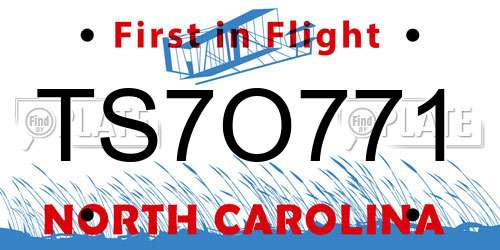 TS7O771 North Carolina License Plate