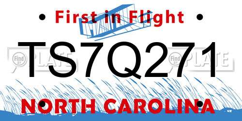 TS7Q271 North Carolina License Plate