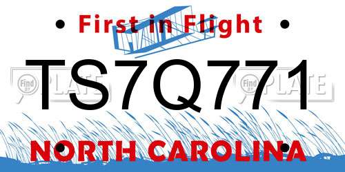 TS7Q771 North Carolina License Plate