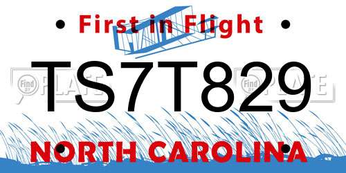 TS7T829 North Carolina License Plate