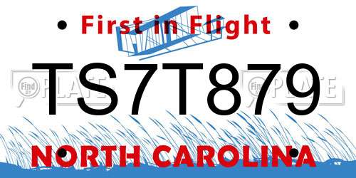 TS7T879 North Carolina License Plate