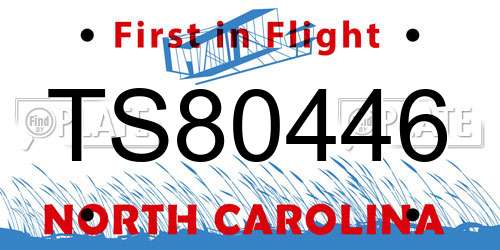 TS80446 North Carolina License Plate