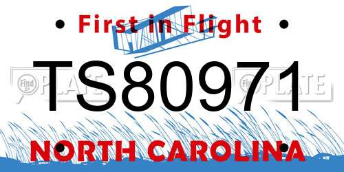 TS80971 North Carolina License Plate
