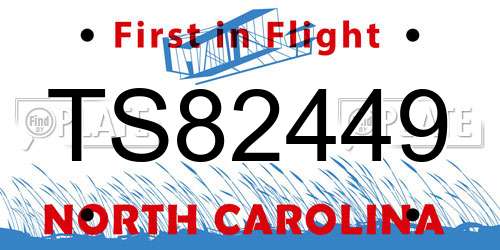 TS82449 North Carolina License Plate