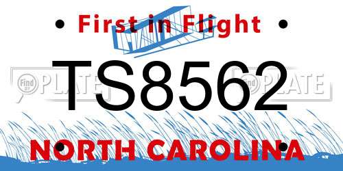 TS8562 North Carolina License Plate